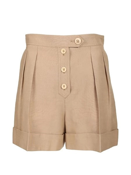 Shorts in lino e viscosa