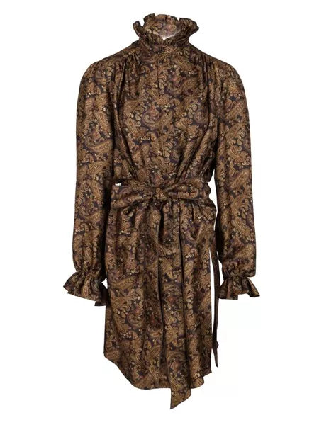 Abito in twill di seta motivo paisley