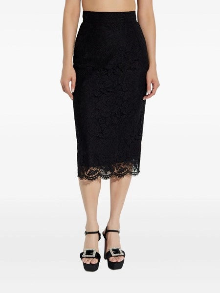 Gonna midi in pizzo stretch