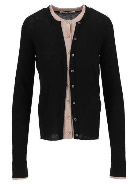 Cardigan layerd in lana e seta