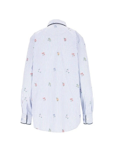 camicia in cotone jacquard a righe