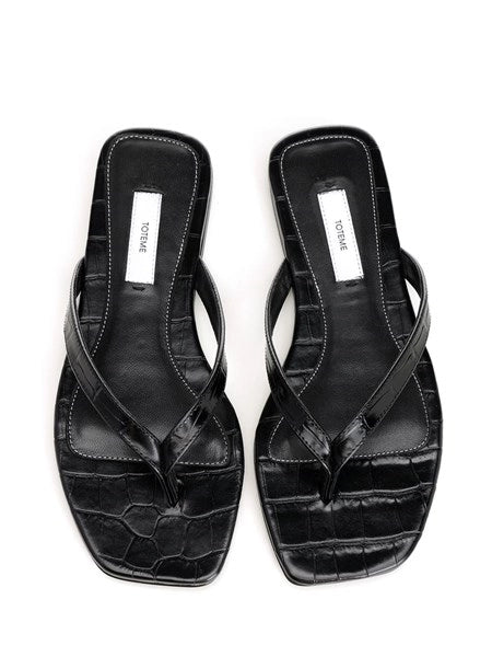 Sandali infradito in pelle stampata