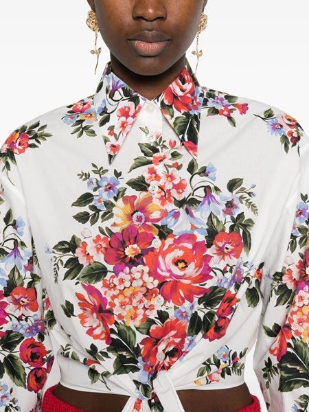 Camicia in cotone stampa mazzo di fiori