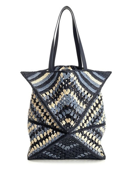 Borsa tote Puzzle Fold XL in rafia