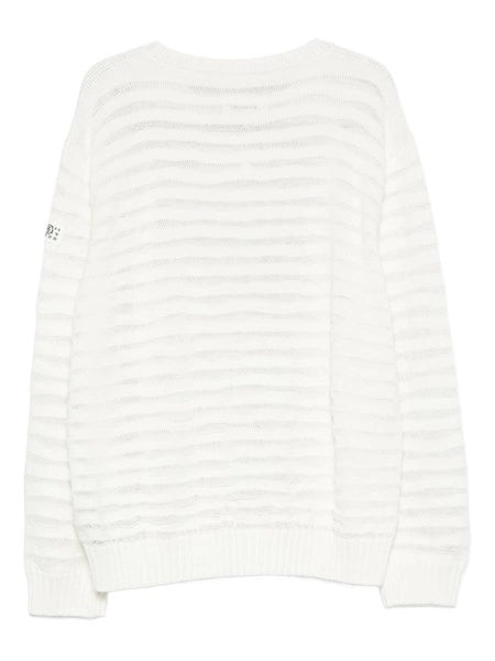 Maglione girocollo in cotone a righe a maglia aperta