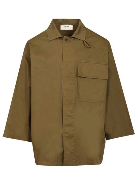 Camicia oversize in twill di cotone e lino