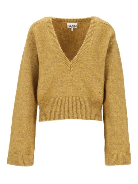 Maglia in mohair a V profondo
