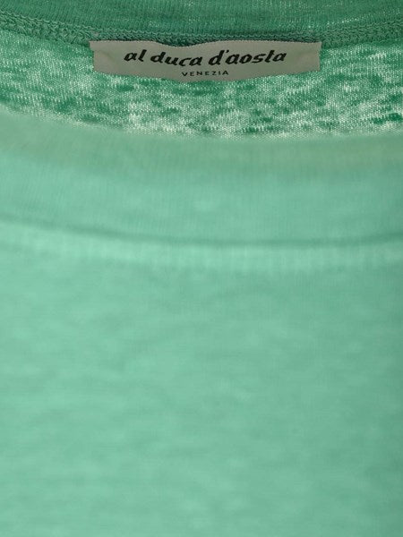 T-shirt verde acqua in lino