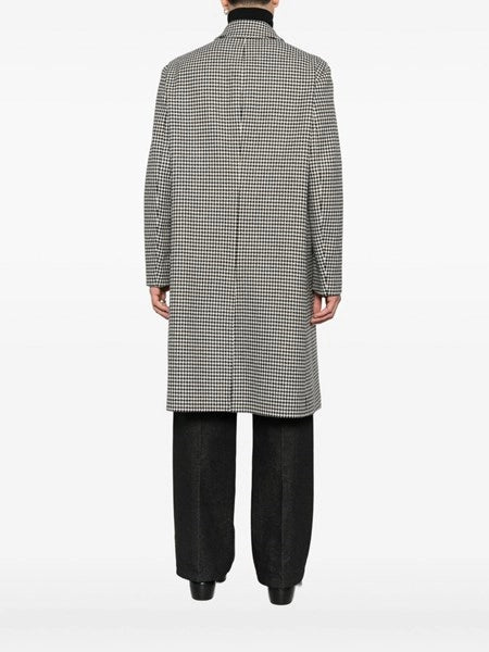 Cappotto pied de poule in lana e cashmere