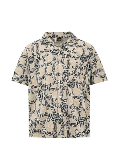Camicia a maniche corte in spugna di cotone jacquard