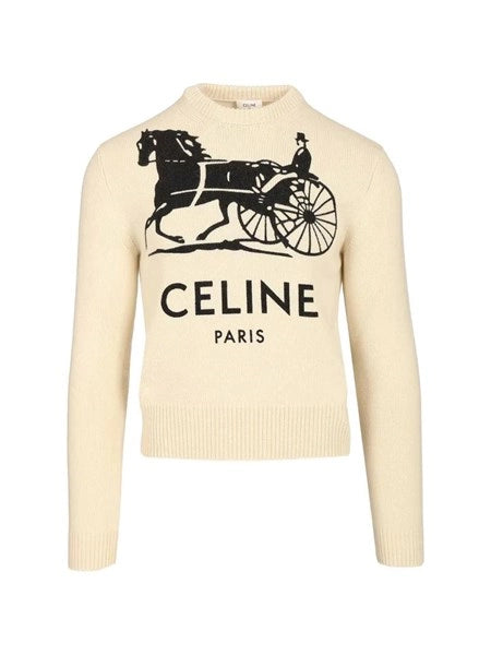 Maglione in cashmere slim fit con logo intarsiato