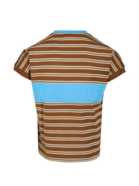 T-shirt in cotone a righe con intarsio