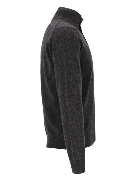 Cardigan bicolore in lana e cashmere