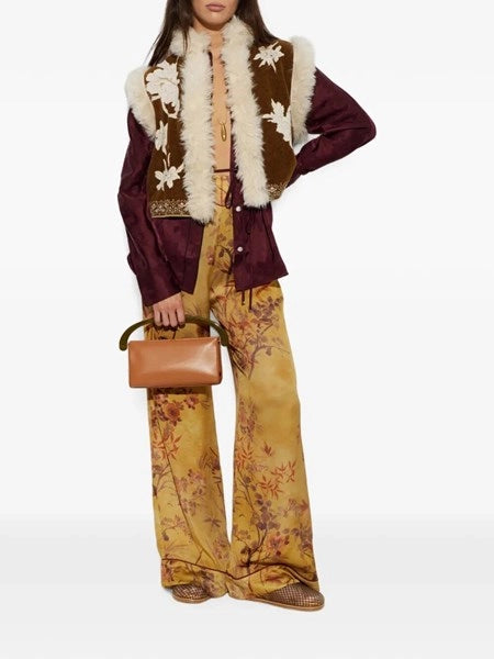 Gilet bordi eco fur jaquard ciniglia "the lotus"