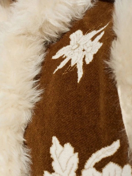 Gilet bordi eco fur jaquard ciniglia "the lotus"