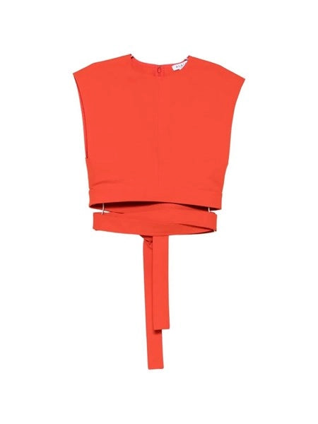 Top cropped in gabardine di cotone con fascia