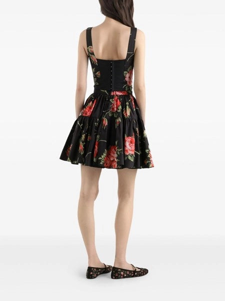 Top bustier stampa bouquet rose