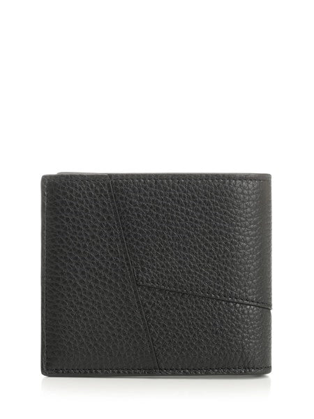 Portafoglio bifold Puzzle in pelle di vitello granata