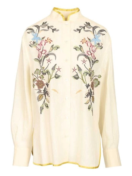 Camicia in lino con ricamo