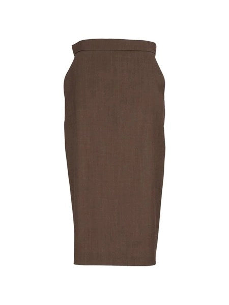 Gonna tubino in gabardina di lana