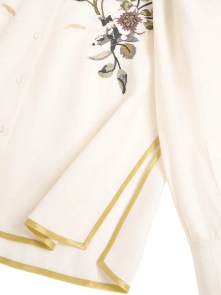 Camicia in lino con ricamo