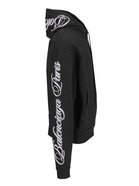 Felpa con cappuccio oversize Cursive