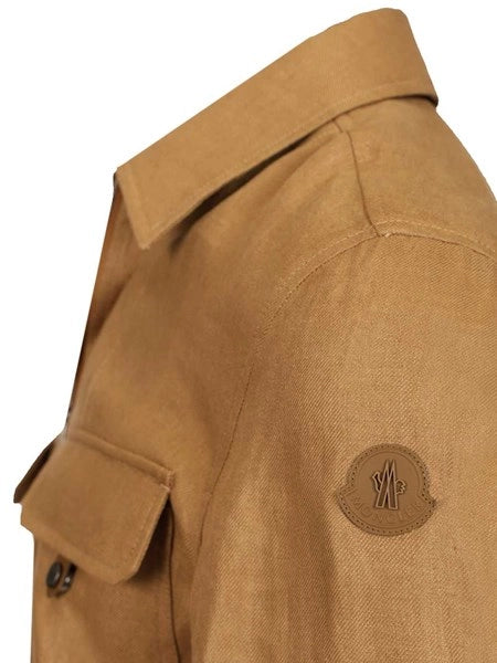 Camicia a maniche corte con cerniera in twill di lino