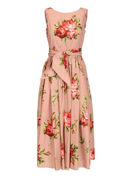 Abito in cotone stampa bouquet rose