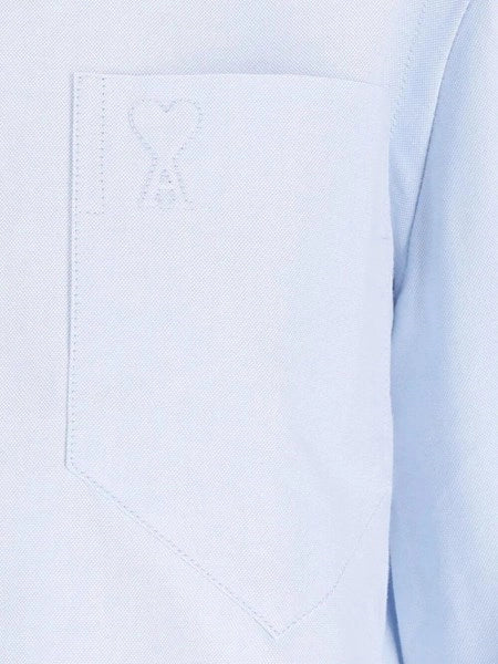 QUOTA - CROPPED CLASSIC FIT SHIRT WITH EMBOSSED AMI DE COEUR AT PATCH POCKET