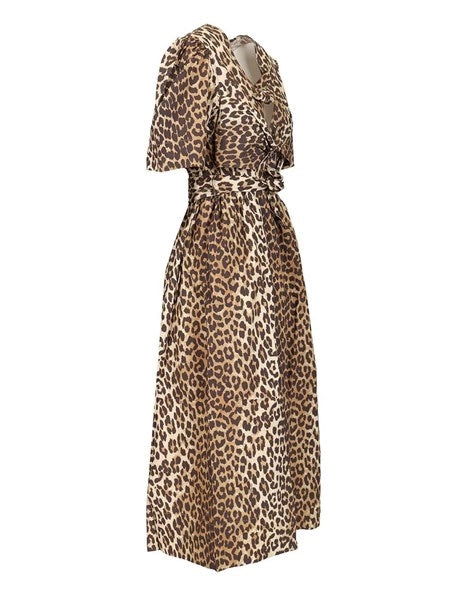 Abito midi leopardato