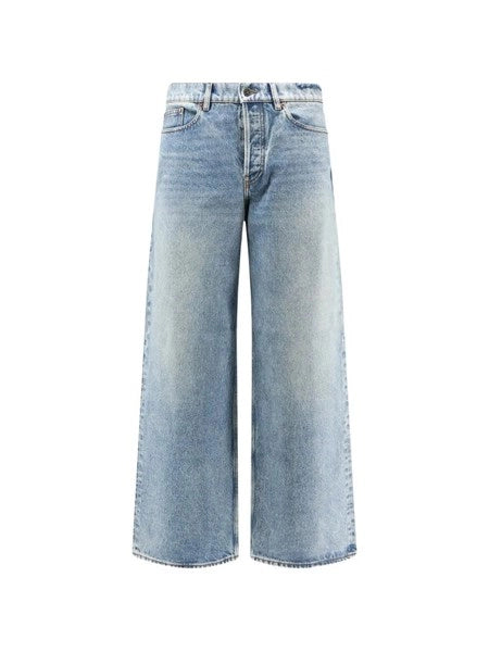 Jeans boyfriend in denim azzurro effetto stone washed