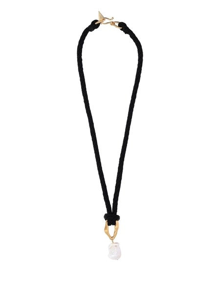 Collana in corda con gioiello scultura e perla pomegranate