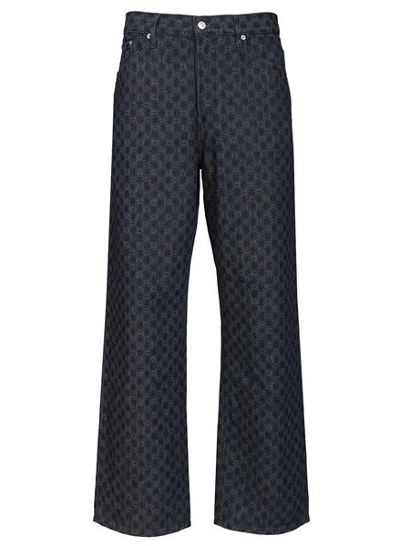Jeans a gamba larga floreali