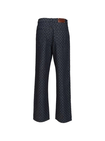 Jeans a gamba larga floreali