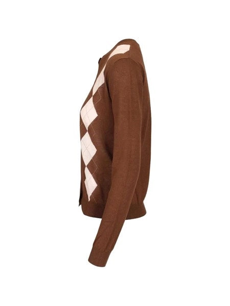 Cardigan in lana e seta Argyle