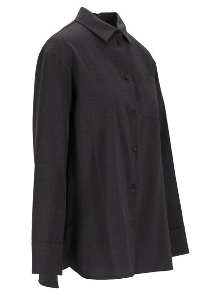 Camicia basic in tela di lana