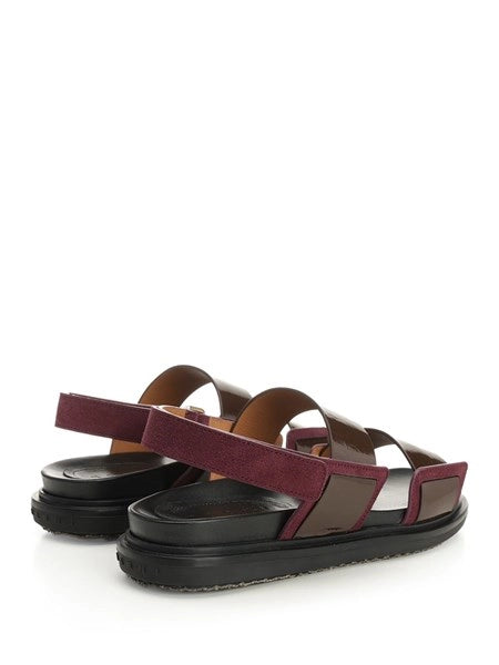 Sandali slingback in pelle bicolore "Fussbett"