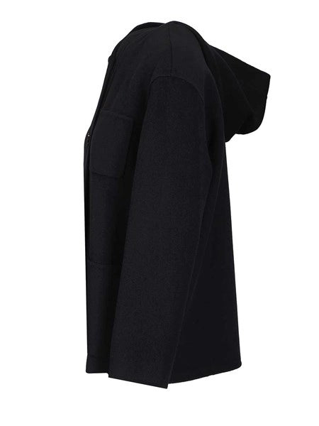 Cappotto con cappuccio in lana, cachemire e seta