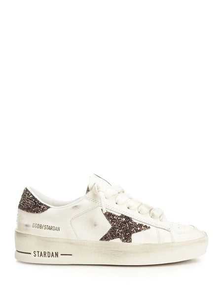 Sneaker "Stardan" in pelle bianca e stella glitterata