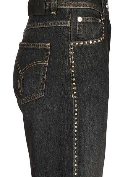 Jeans a vita alta regular decorati