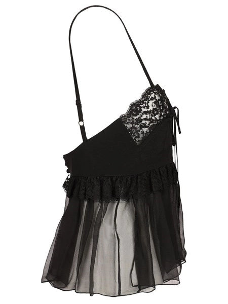 Top lingerie con spalline sottili in crêpe de chine