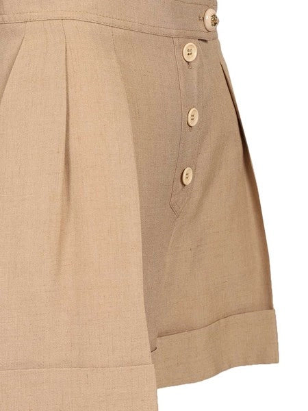 Shorts in lino e viscosa
