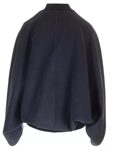 Cappotto corto in cashmere blu marino