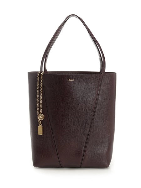 Borsa tote Chloé Spin grande in pelle martellata