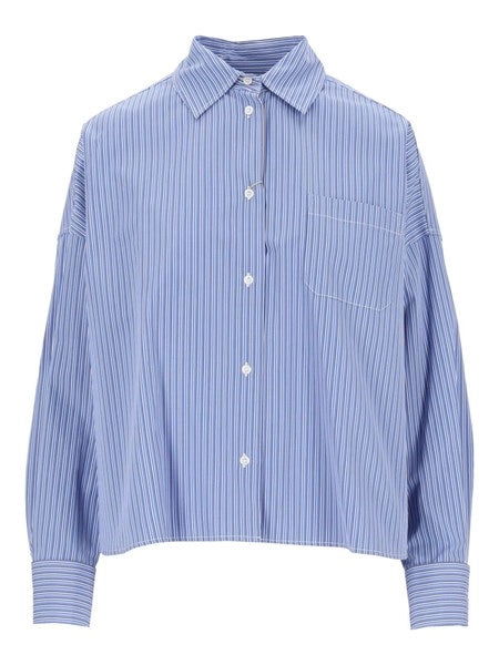 Camicia corta a righe in cotone