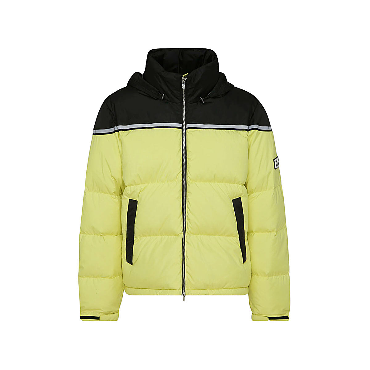 YELLOW FLUO AND BLACK HEAVY WEIGHT PUFFER DOWN JACKET