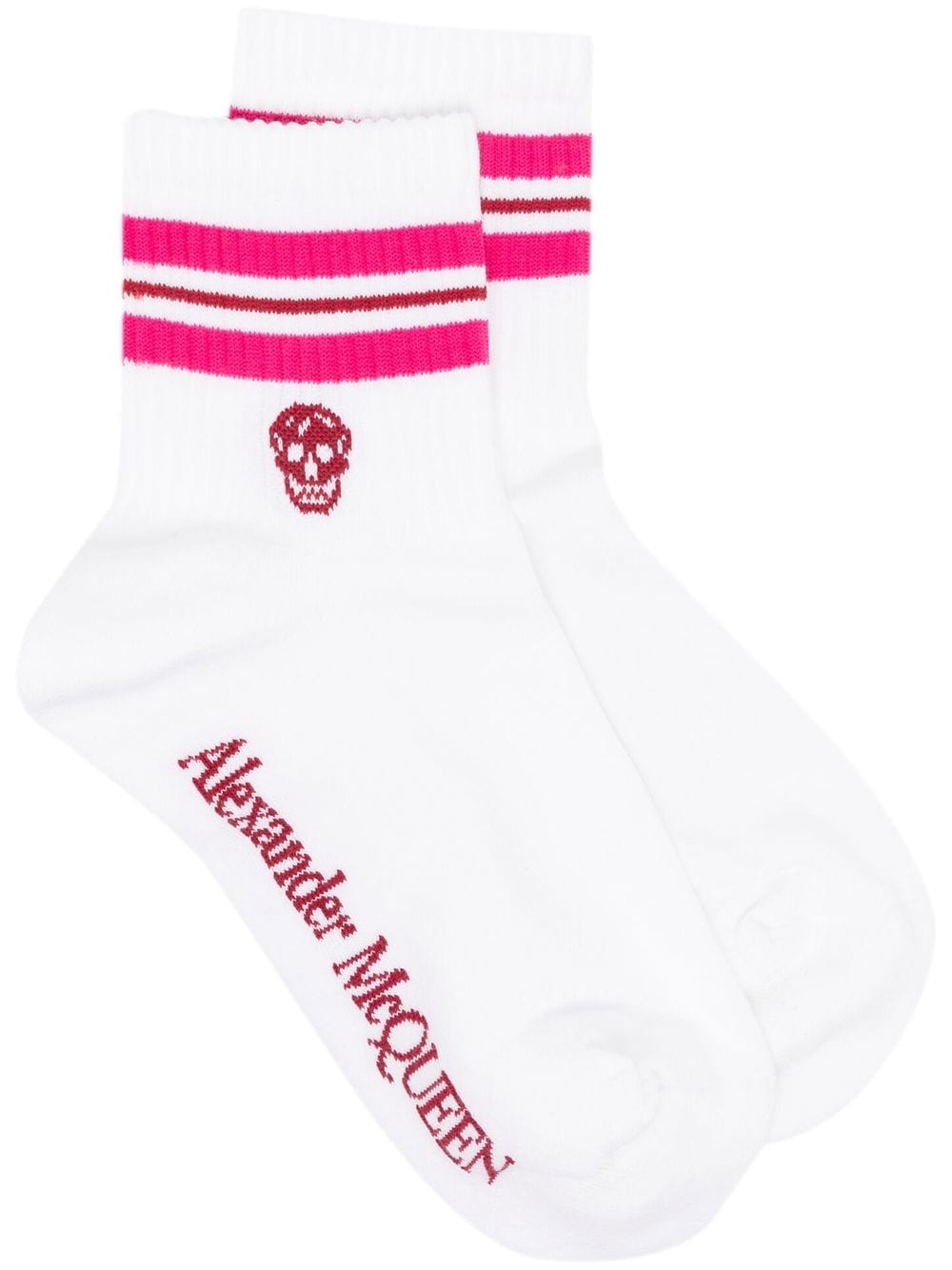 WHITE AND PINK COTTON BLEND SOCKS