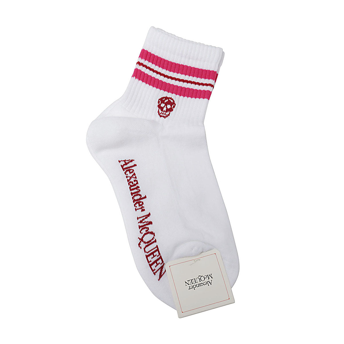 WHITE AND PINK COTTON BLEND SOCKS