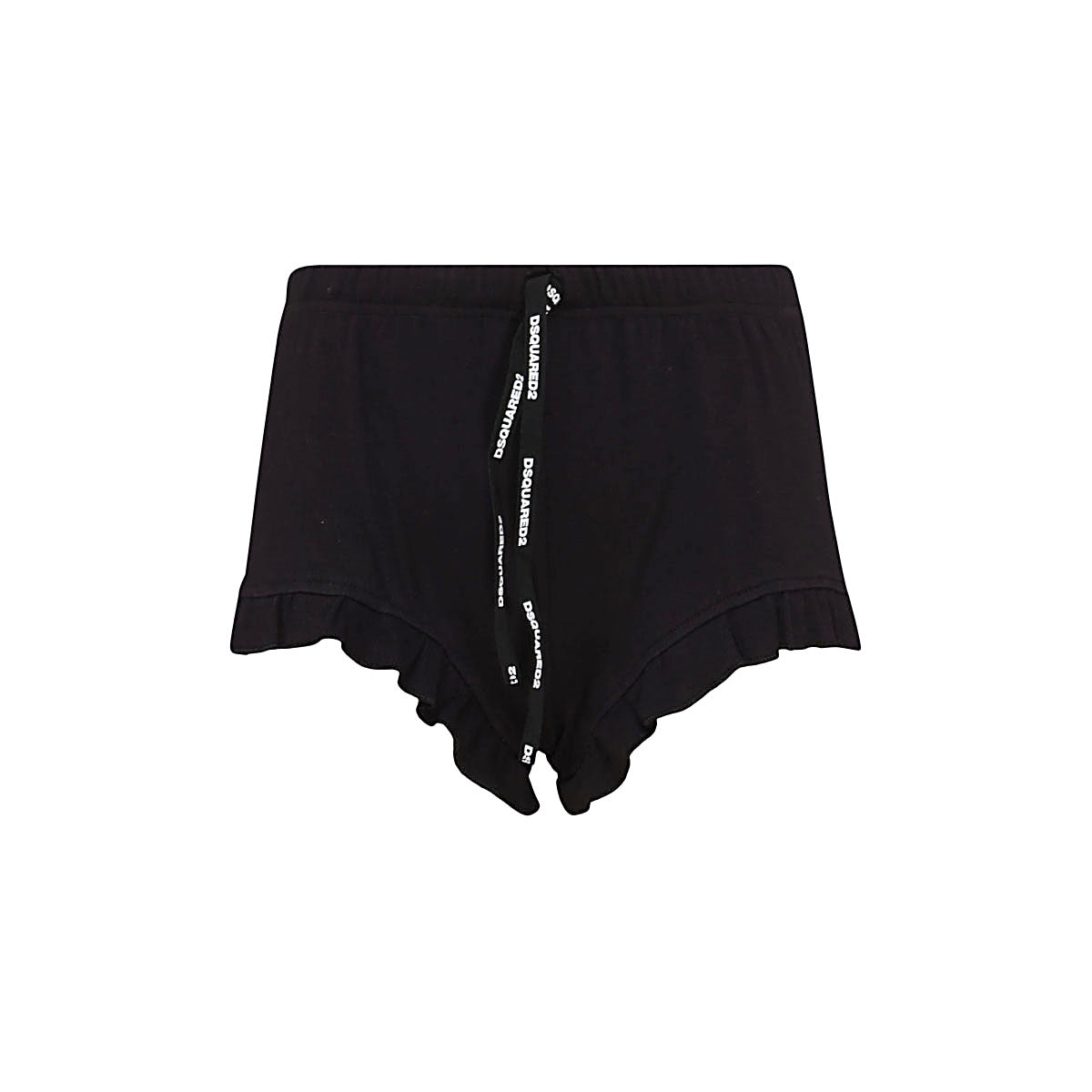 BLACK COTTON LOGO SHORTS
