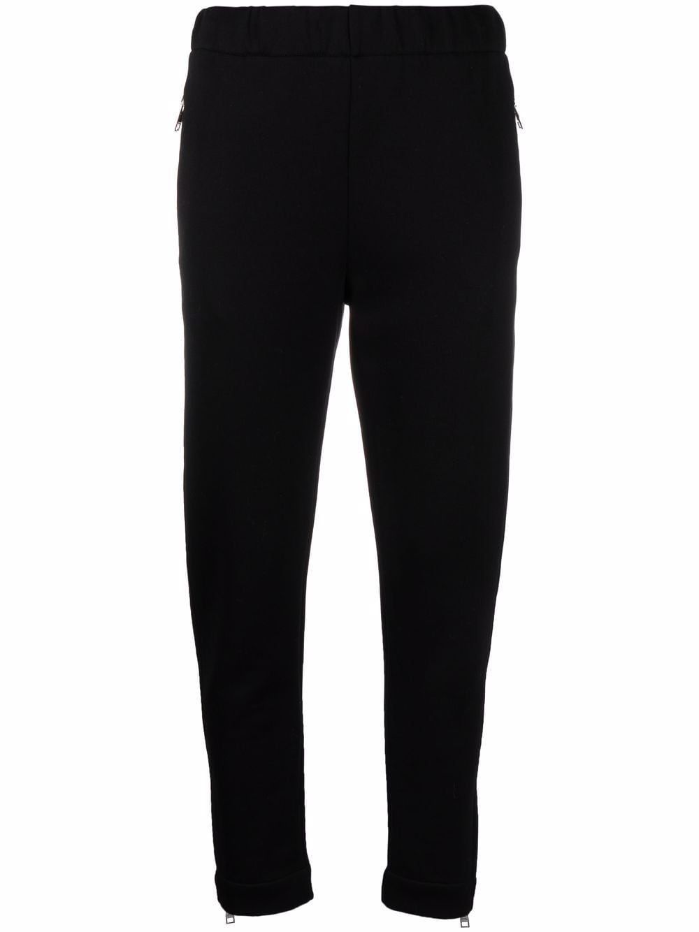 BLACK COTTON BLEND TROUSERS